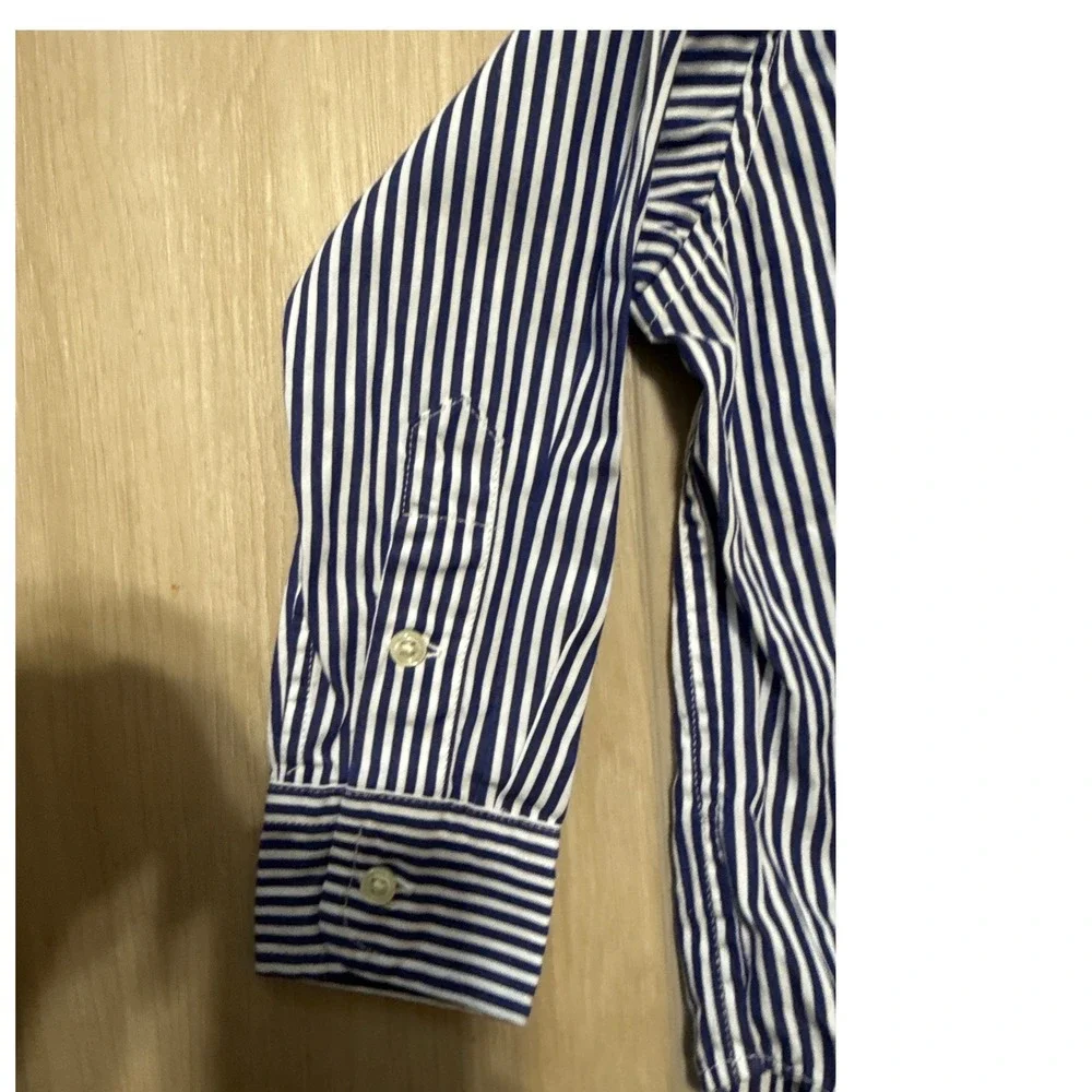Ralph Lauren Kids Navy White Striped Button Down Shirt Long Sleeve Cotton 2 2T